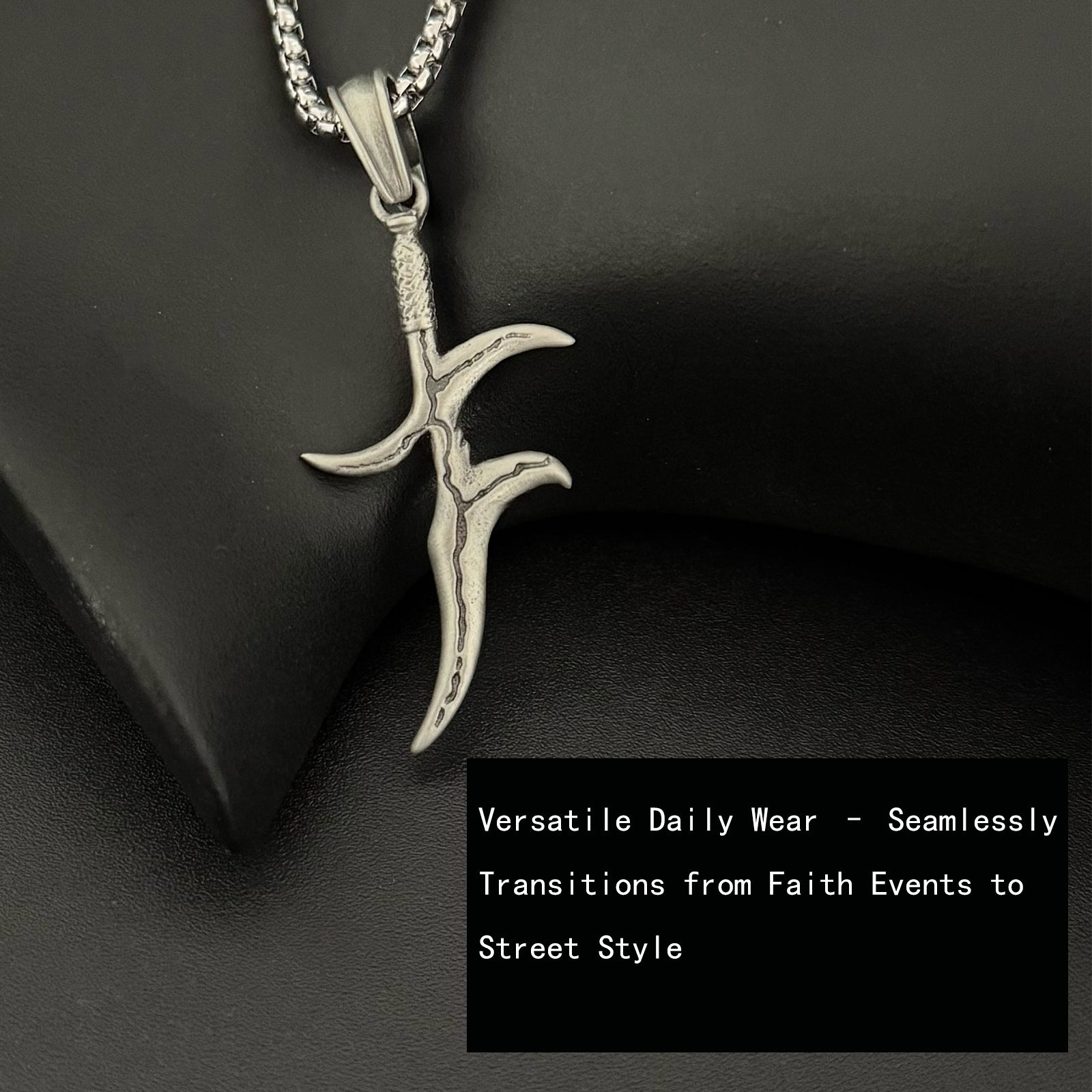 Black Knife Dagger Necklace in Silver, Knife Necklace,Silver Pendant for Men,Middle Earth Warrior Necklace For Best Friend