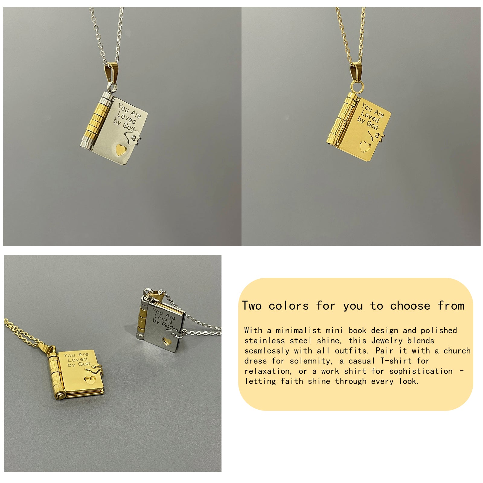 Christian Book Locket Necklace - 