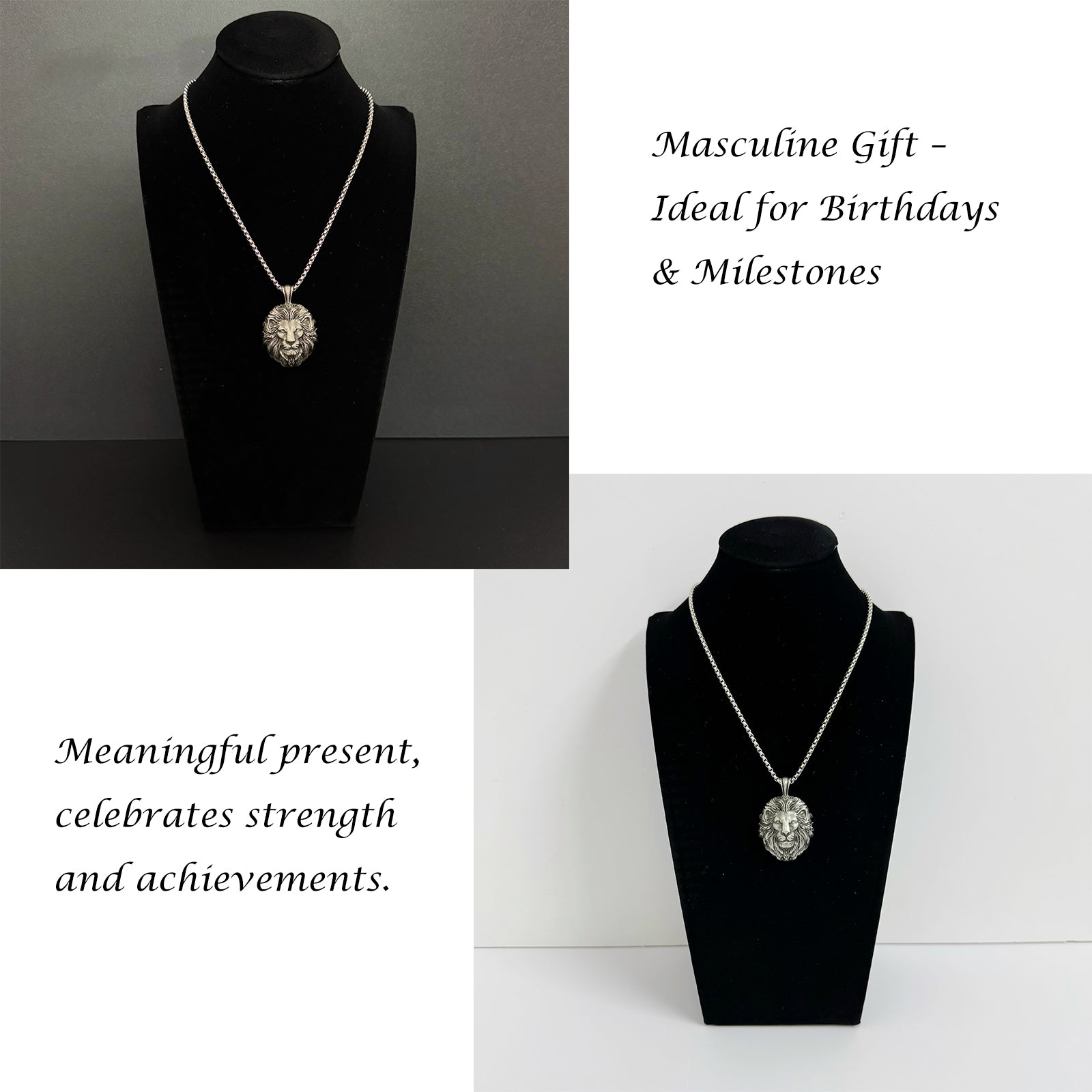 Wild Lion Silver Pendant Necklace, Silver Pendant for Men, Lion Necklace,Lion Pendant, Minimalist Men's Jewelry