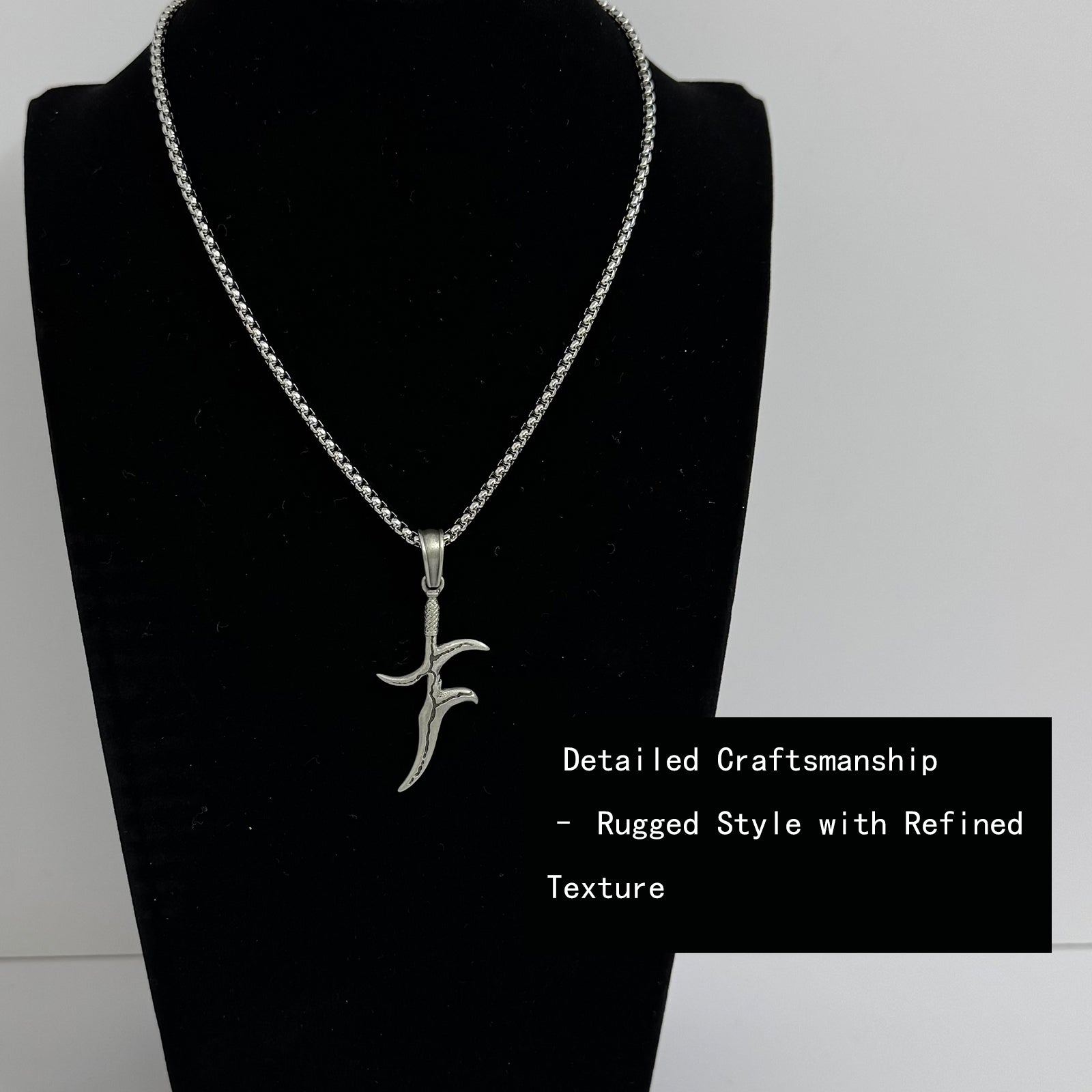 Black Knife Dagger Necklace in Silver, Knife Necklace,Silver Pendant for Men,Middle Earth Warrior Necklace For Best Friend