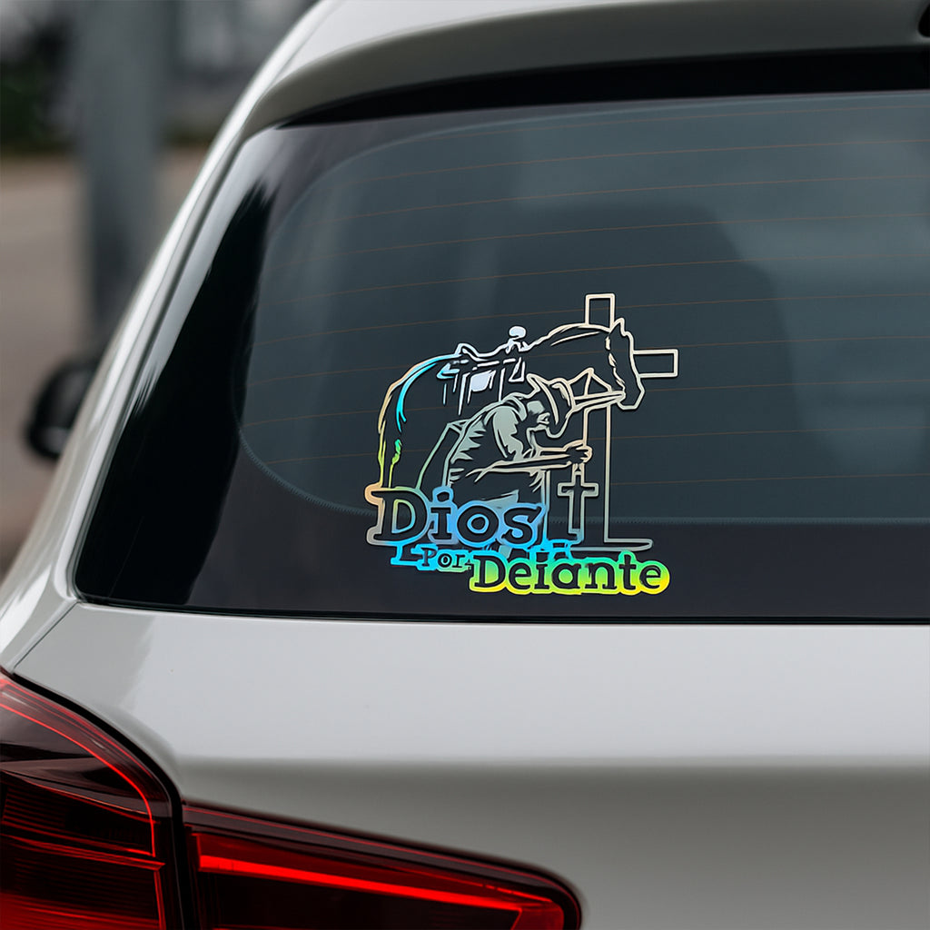 Cowboy Dios Por Delante Stickers (3 Colors Available)