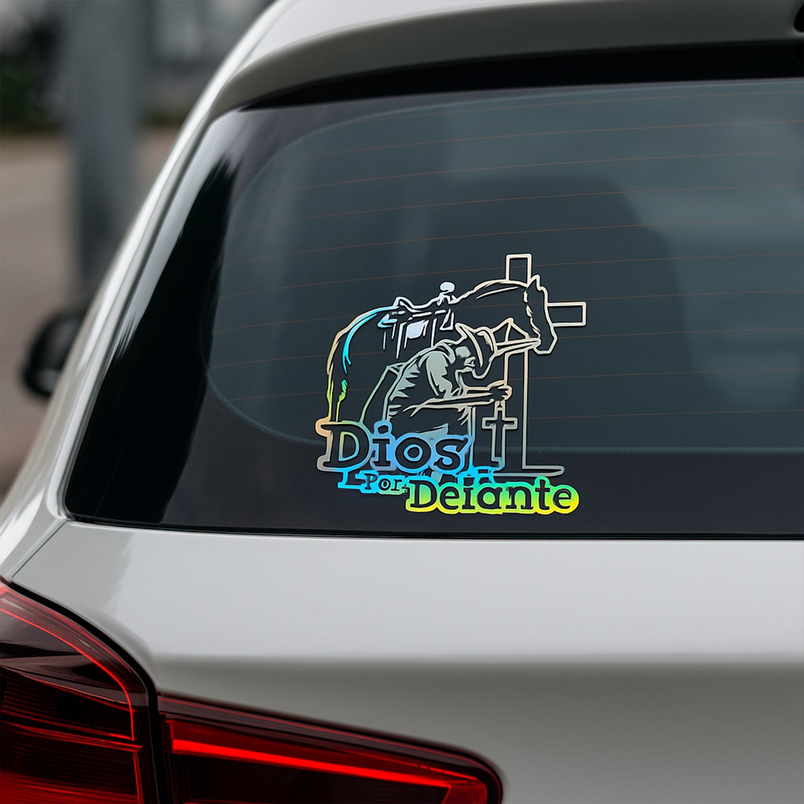 Cowboy Dios Por Delante Stickers (3 Colors Available)