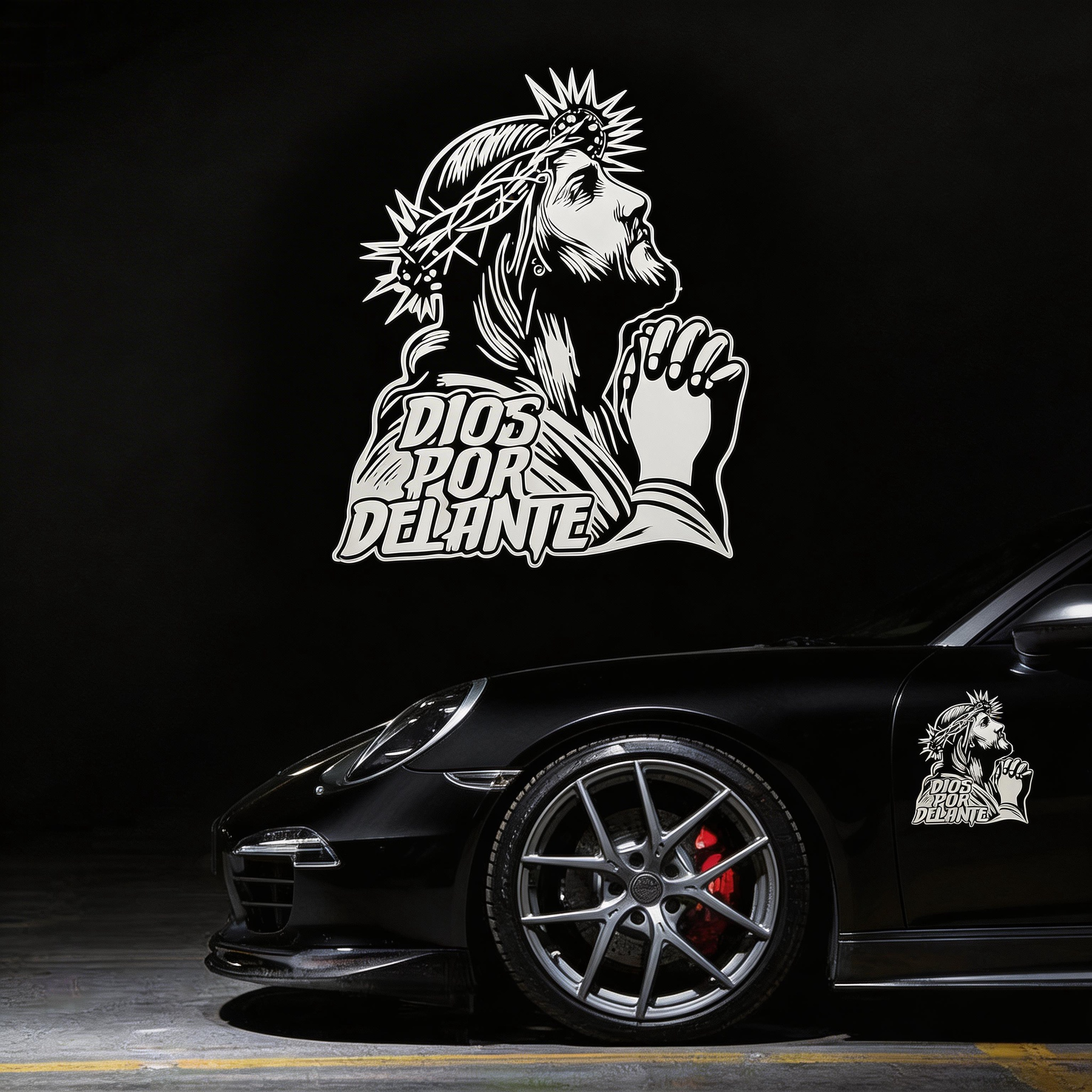 Crown of Thorns Jesus “DIOS POR DELANTE” Sticker