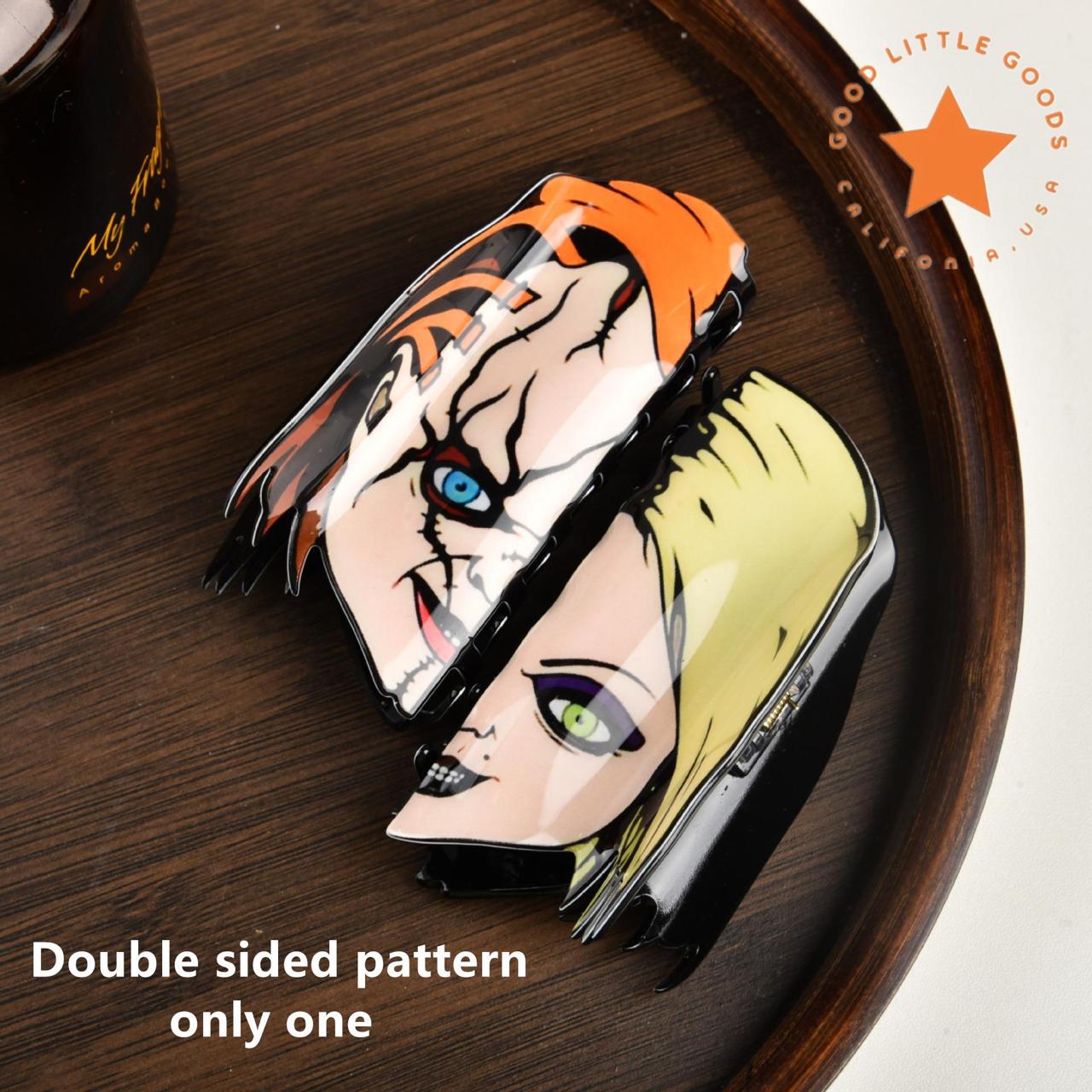 Chucky/Tiffany Fun Horror Character Double-Sided Plastic Claw Hair Clips