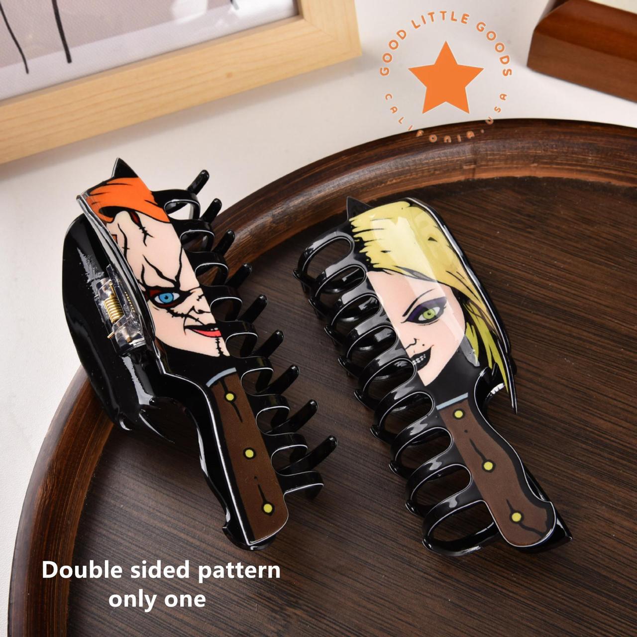 Chucky/Tiffany Fun Horror Character Double-Sided Plastic Claw Hair Clips