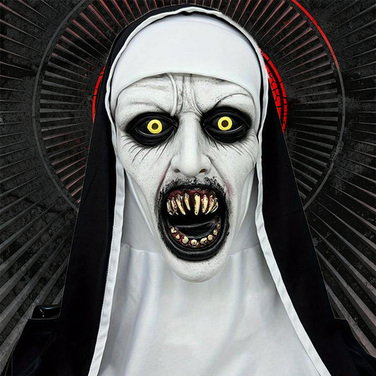 The Nun Mask，Full Head Nun Costume Mask for halloween Party props，The Nun Costume,Scary Halloween Mask,Nun Costume
