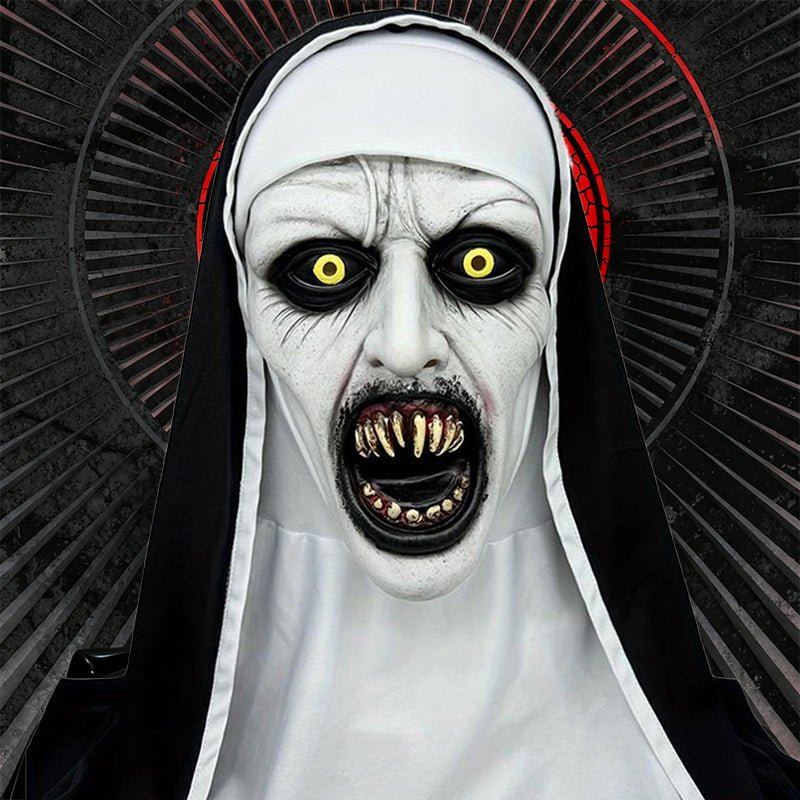 The Nun Mask，Full Head Nun Costume Mask for halloween Party props，The Nun Costume,Scary Halloween Mask,Nun Costume