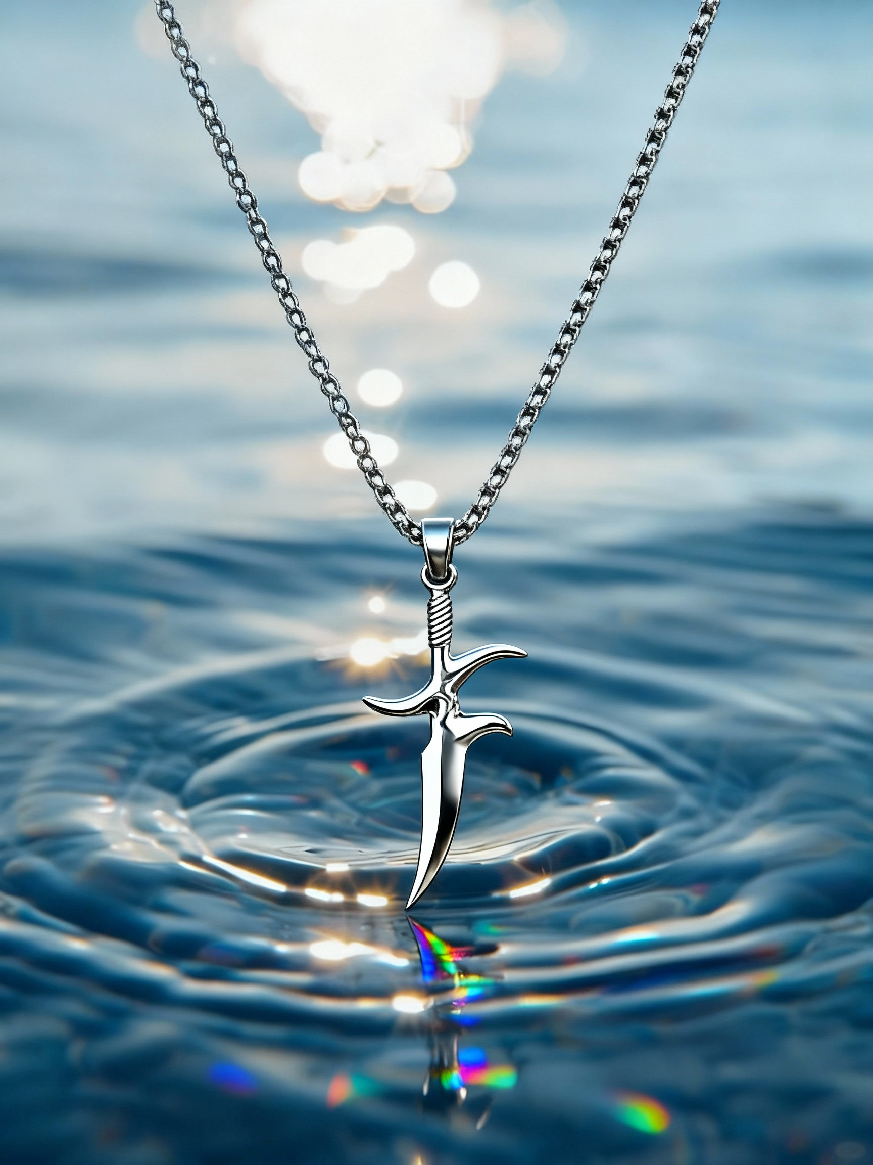 Black Knife Dagger Necklace in Silver, Knife Necklace,Silver Pendant for Men,Middle Earth Warrior Necklace For Best Friend