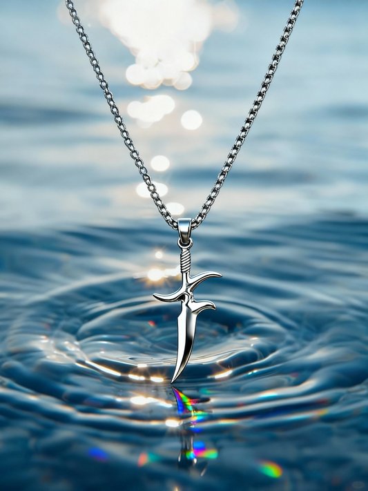 Black Knife Dagger Necklace in Silver, Knife Necklace,Silver Pendant for Men,Middle Earth Warrior Necklace For Best Friend