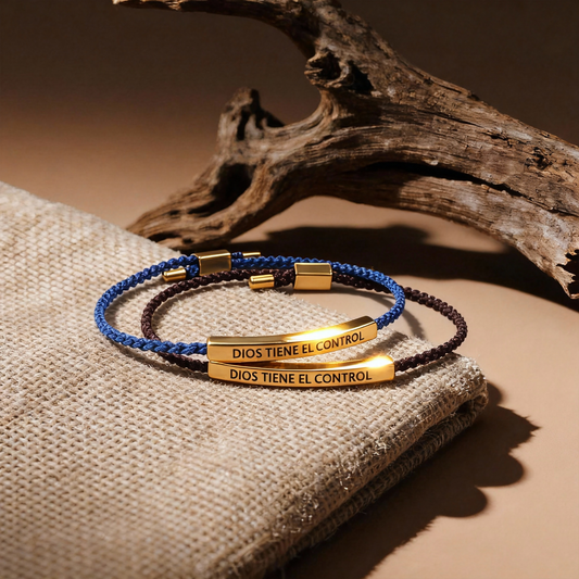 Dios tiene el Control Inspiration Bracelet, Unisex Adjustable Braided Bracelet with Motivational Message