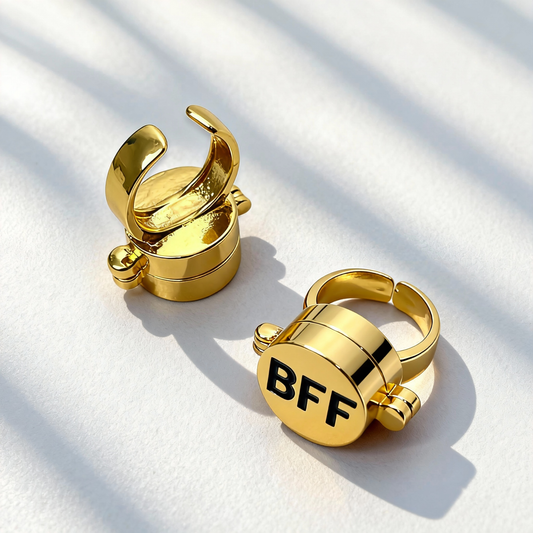 Gold BFF Spinner Ring-Unisex Rotating Friendship Ring，Spongebob Decor, Best Friend Rings,Matching Rings for Couples,Adjustable Fidget Jewelry Gift for Best Friends & Couples.