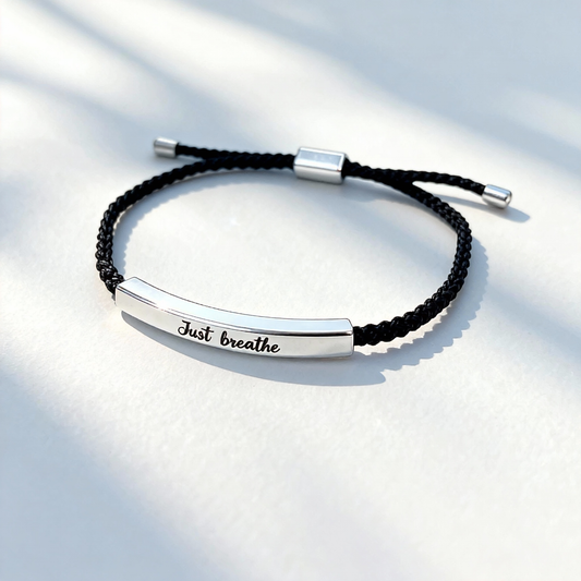 Just Breathe Adjustable Woven Bracelet For Both Men And Women Mens Bracelet Inspirational Bracelets For Women Motivational Bracelets