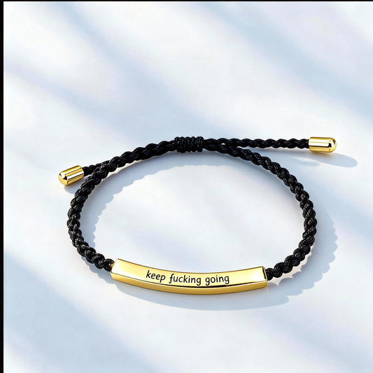 Keep Fucking Going Inspiration Bracelet, Unisex Adjustable Braided Bracelet with Motivational Message Card Gift for Her&Him