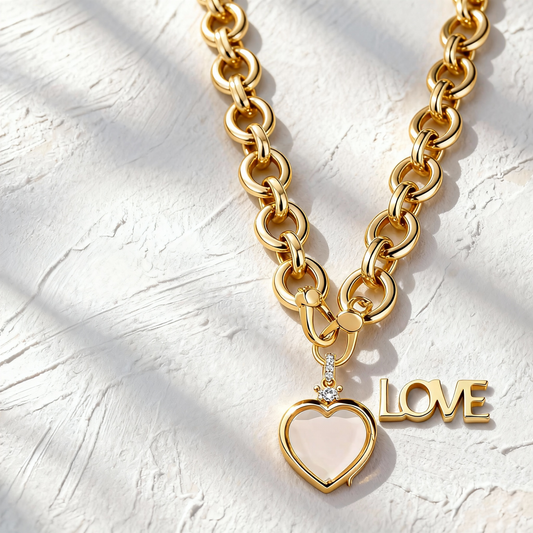 Fillable Locket Pendant Necklace,Gold-Plated Copper, Pendant Necklace,8 Mini Charms,Locket Necklace for Women