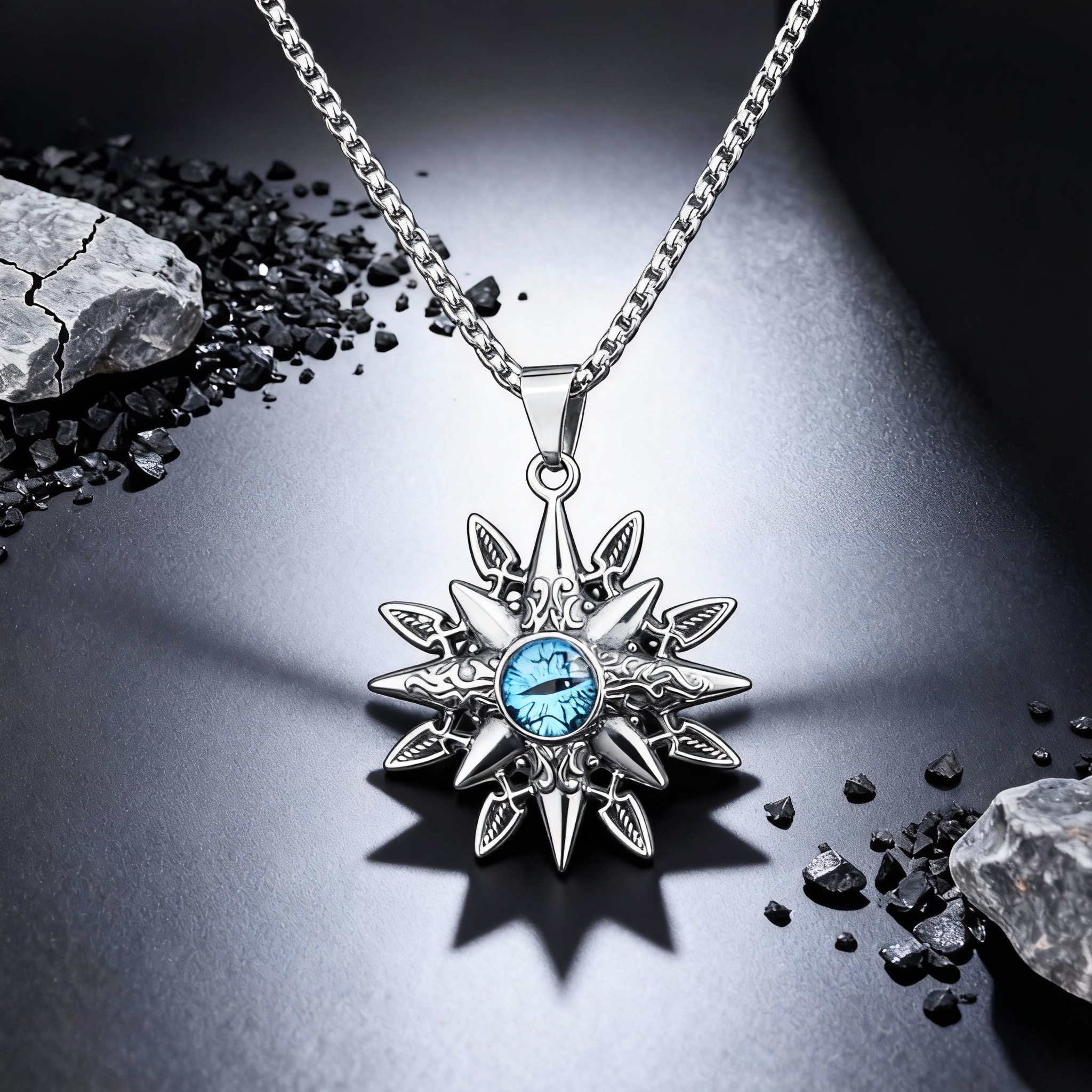 Octagonal Star Magic Eye Necklace，Men's Stainless Steel Necklace，Devil's Eye Pendant，Gothic jewelry