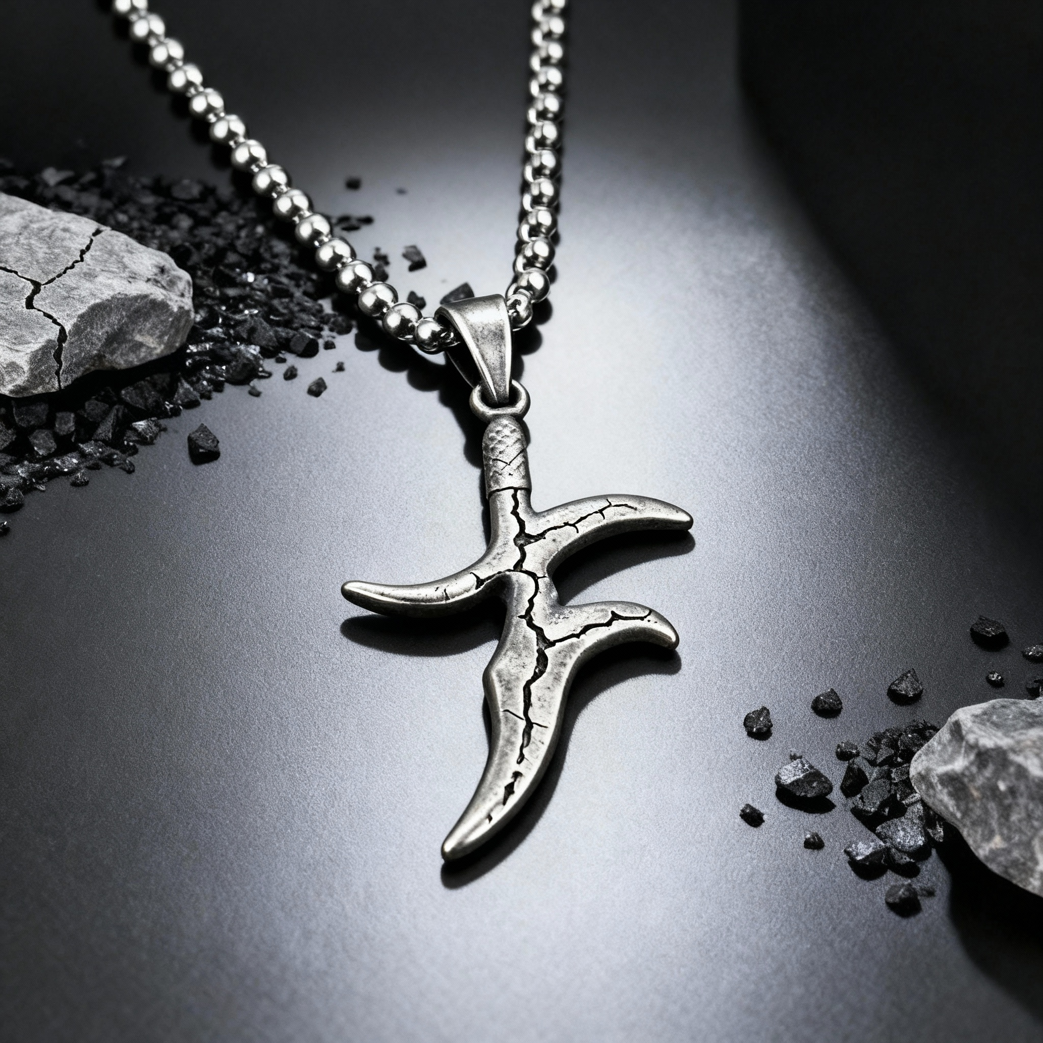 Black Knife Dagger Necklace in Silver, Knife Necklace,Silver Pendant for Men,Middle Earth Warrior Necklace For Best Friend