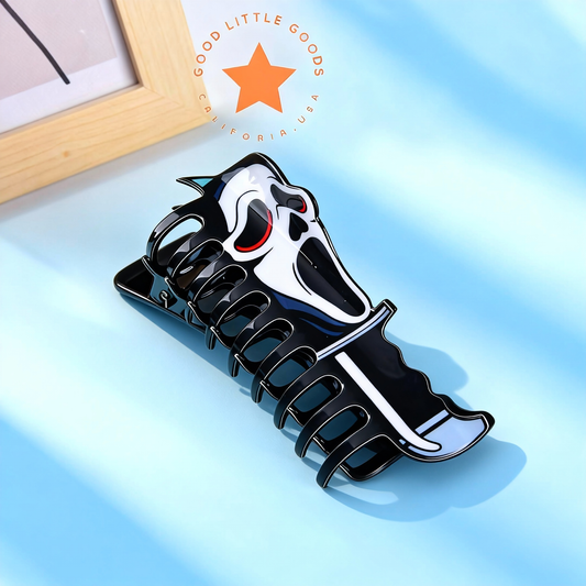 Ghost Face Knife Fun Horror Character Double-Sided Plastic Claw Hair Clips