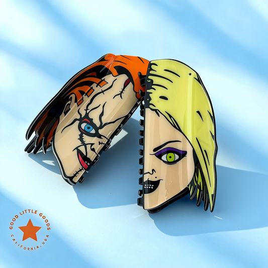 Chucky/Tiffany Fun Horror Character Double-Sided Plastic Claw Hair Clips
