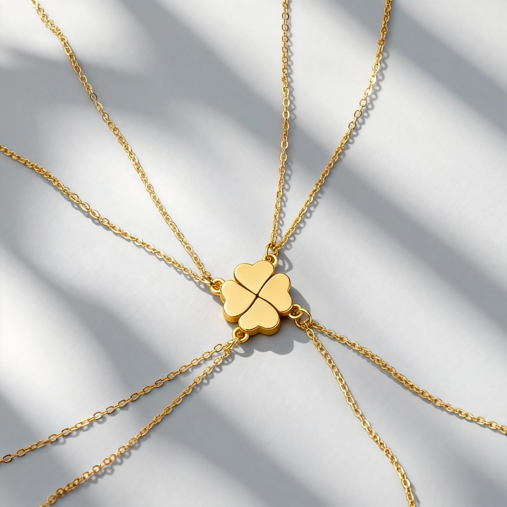 Four-Leaf Clover Heart Magnetic Necklace