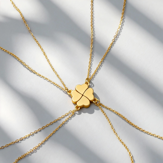 Four-Leaf Clover Heart Magnetic Necklace
