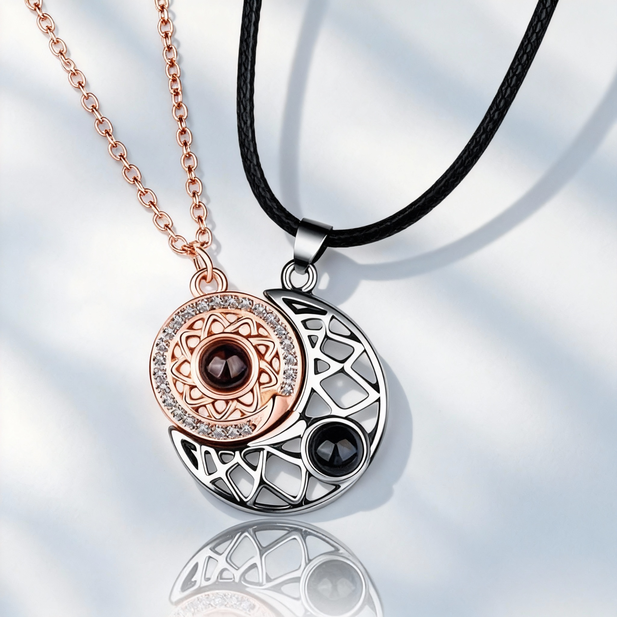 I Love You in 100 Languages Sun and Moon BFF Necklace