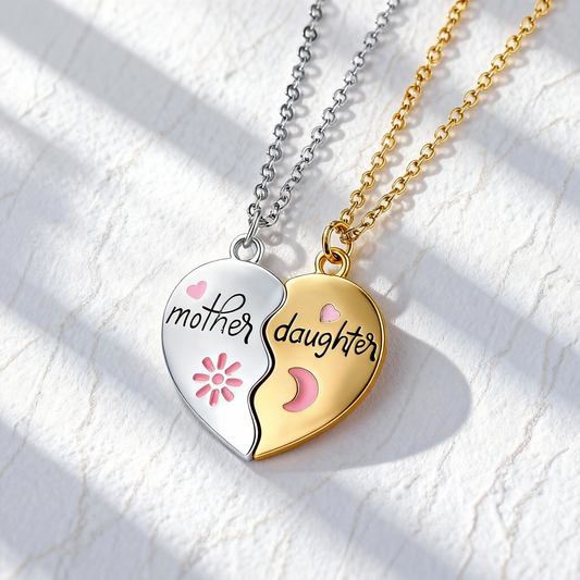 Mother Daughter Bond Necklace Set