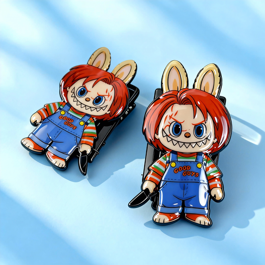 ChuckyBuu Horror Double-Sided Hair Claw Clips – Killer Doll Bunny Mix