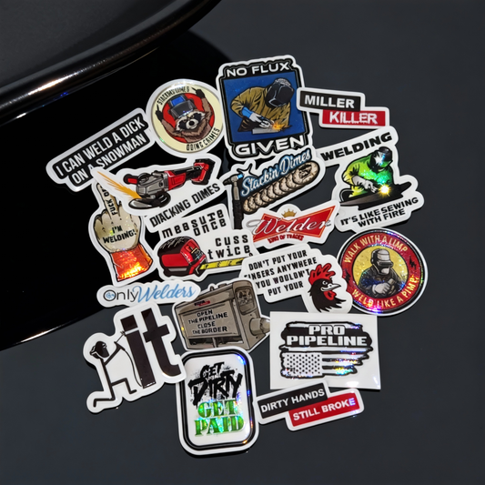 18-Pack Funny Welding-Themed Vinyl Stickers for Welders | Welder Decals for Laptops, Tool Boxes, Work Trucks
