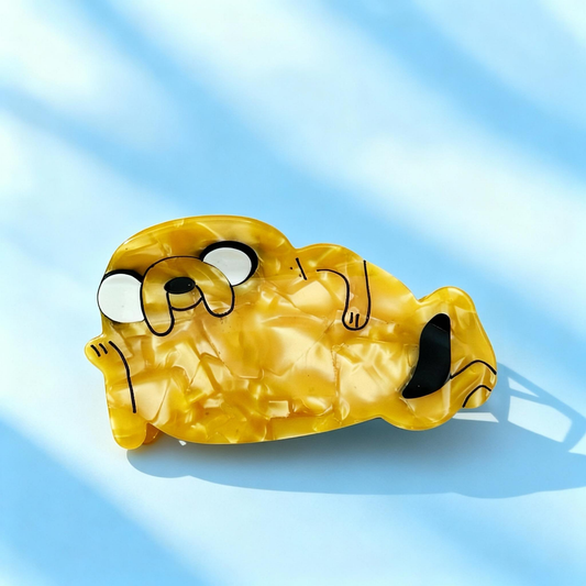 Adventure Time Lazy Jake the Dog Golden Crinkled Hair Clip | Cartoon Character Fun Hair Accessory for Daily Casual Styling