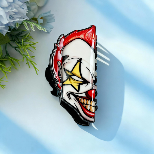 Double-Faced Star-Eyed Clown Hair Clips | Gothic Horror Edgy Hair Accessories