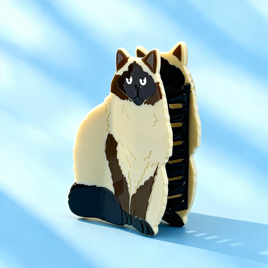 Fluffy Ragdoll Cat Hair Clip | Cute Plush-Style Feline Hair Accessory for Daily Casual Styling