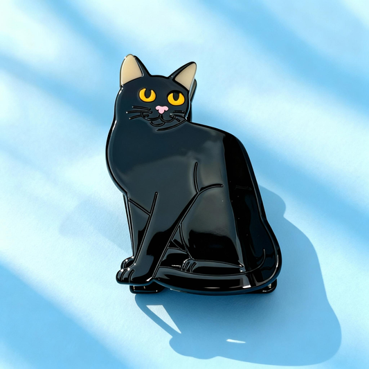 Black Magic Cat Hair Clip | Gothic Dark Aesthetic Feline Hair Accessory for Edgy Styling