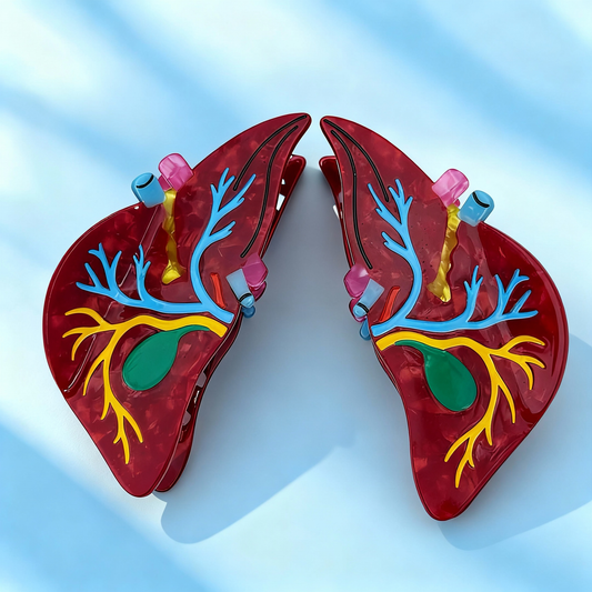 Anatomical Liver with Veins Furry Claw Hair Clip | Dark Aesthetic Anatomy-Themed Hair Accessory for Edgy Niche Styling