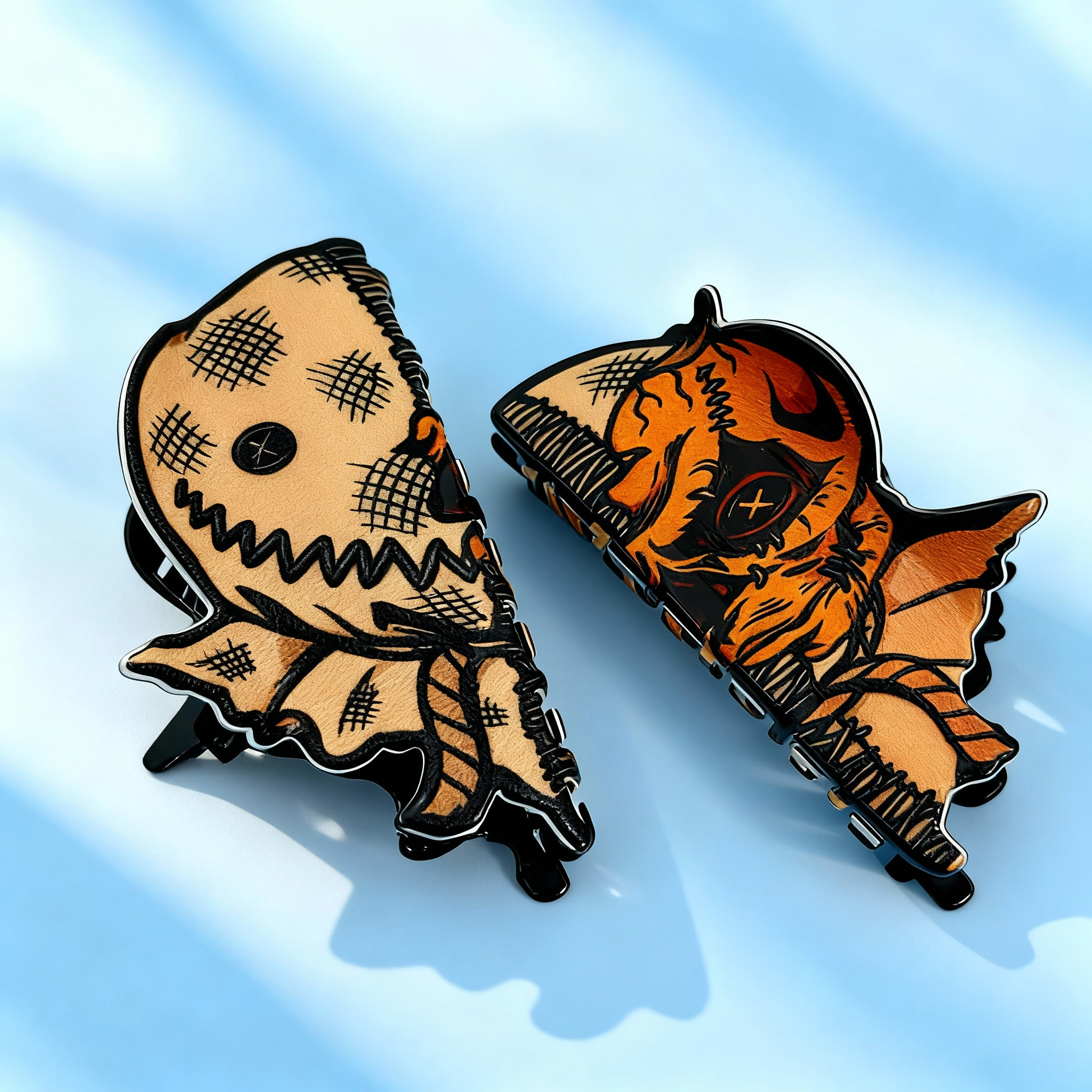 Sam the Trick 'r Treat Scarecrow Hair Clips | Gothic Horror IP Themed Edgy Hair Accessories