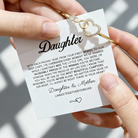 To My Daughter Infinity Heart Bracelet, Sparkling Cubic Zirconia Inlaid Adjustable Bracelet with Heartfelt Message Card, Gift from Mom/Dad for Daughter Birthday Graduation Christmas