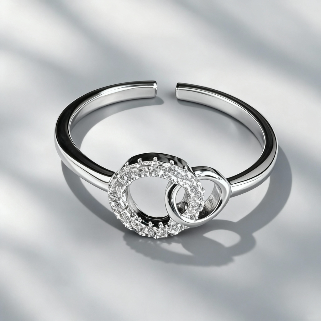 Big Sis & Little Sis Interlocking Heart Ring, Adjustable Matching Sister Ring with Sentimental Message Card, Sparkling Cubic Zirconia Sister Jewelry Gift for Big Sister Little Sister Birthday Christmas Graduation