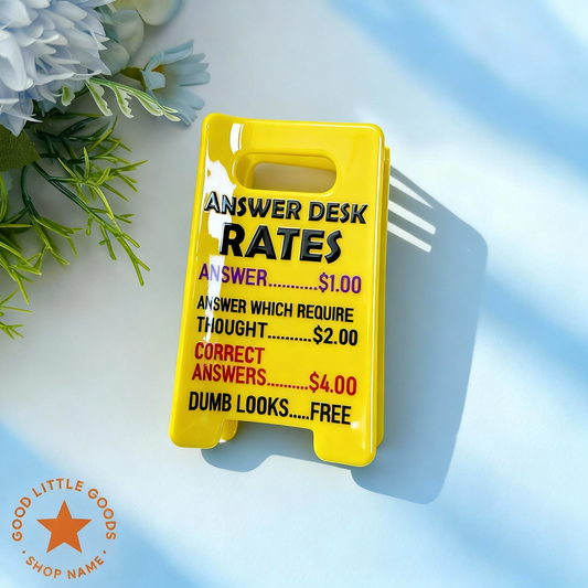 Funny Answer Desk Rates Sign Hair Clip, Mini Yellow Caution Sign Barrette, Humorous Joke Hair Accessory for Women Men Teens, Novelty Office Desk Sign Inspired Hairpin for Work Party