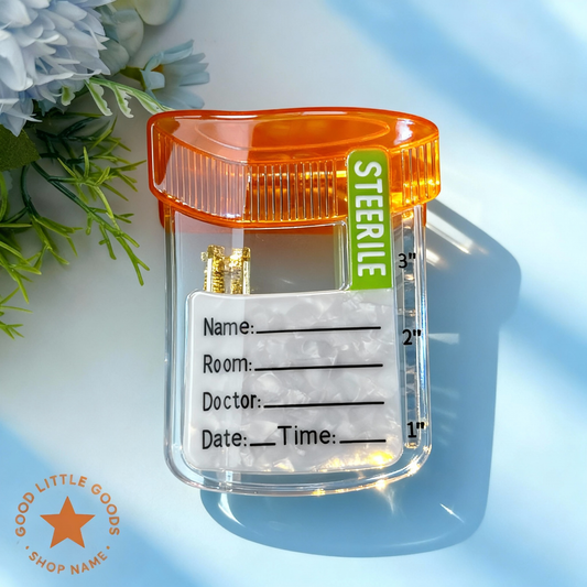 Novelty Specimen Cup Hair Clip, Funny Medical-Themed Barrette with Sterile Label & Measurement Markings, Transparent Acrylic Hair Accessory for Nurses Doctors Medical Students, Halloween Costume Party Gift