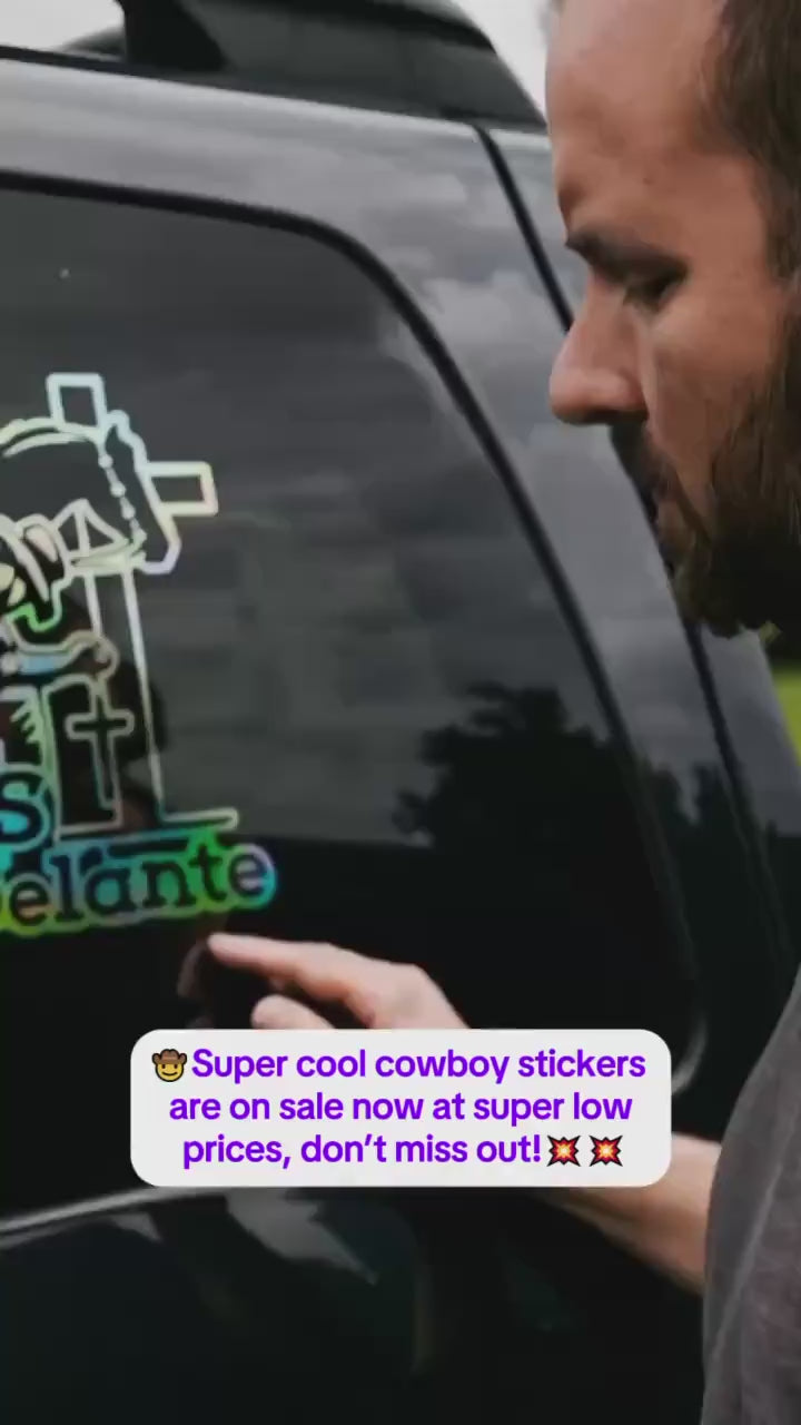 Cowboy Dios Por Delante Stickers (3 Colors Available)