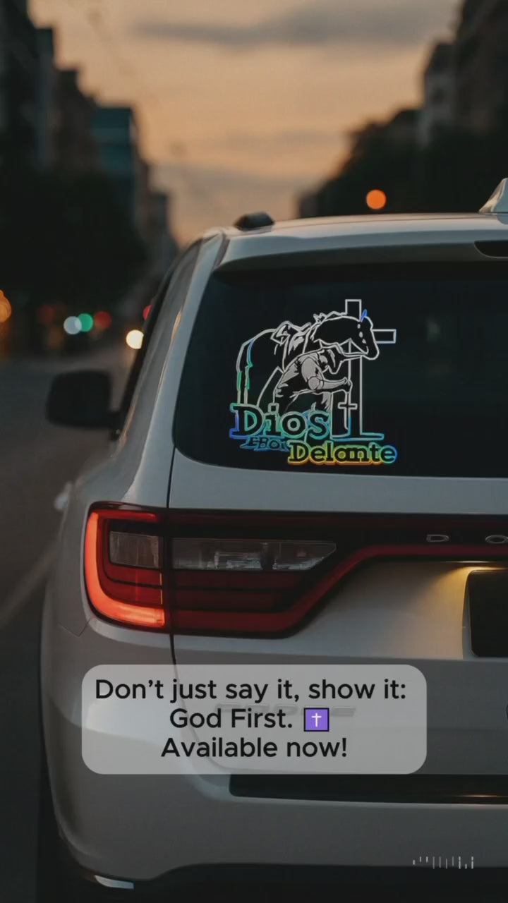 'Dios Por Delante' Cross Sticker