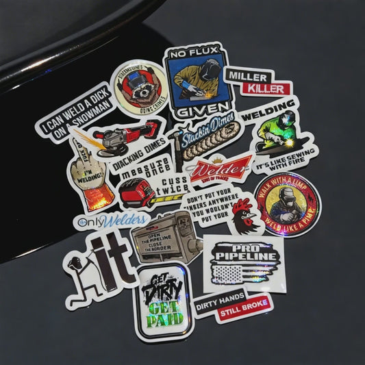 18-Pack Funny Welding-Themed Vinyl Stickers for Welders | Welder Decals for Laptops, Tool Boxes, Work Trucks